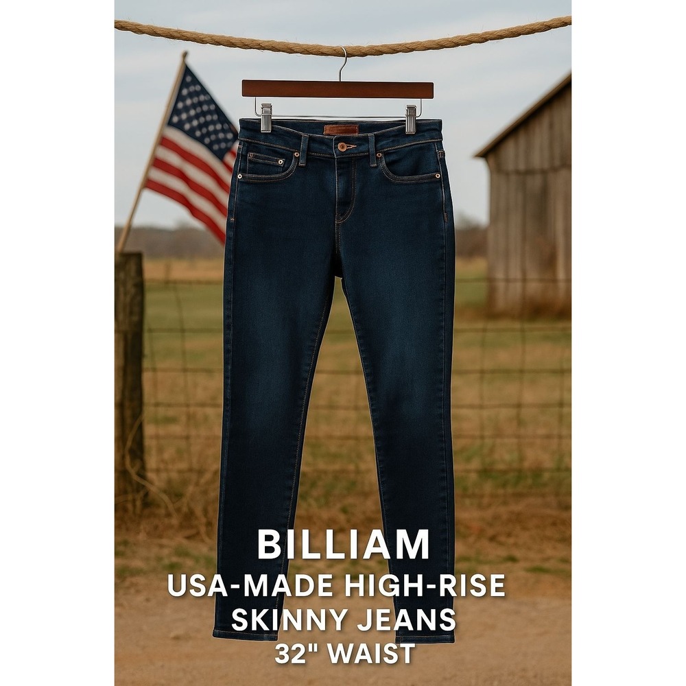 BILLIAM Womens High-Rise Skinny Jeans Indigo Size 8 USA‎ Made Ethical Fashion